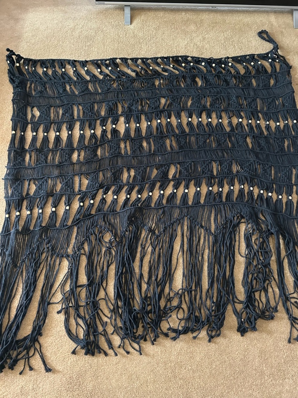 Urban Outfitters Black Crochet Fringe Wall Hanging